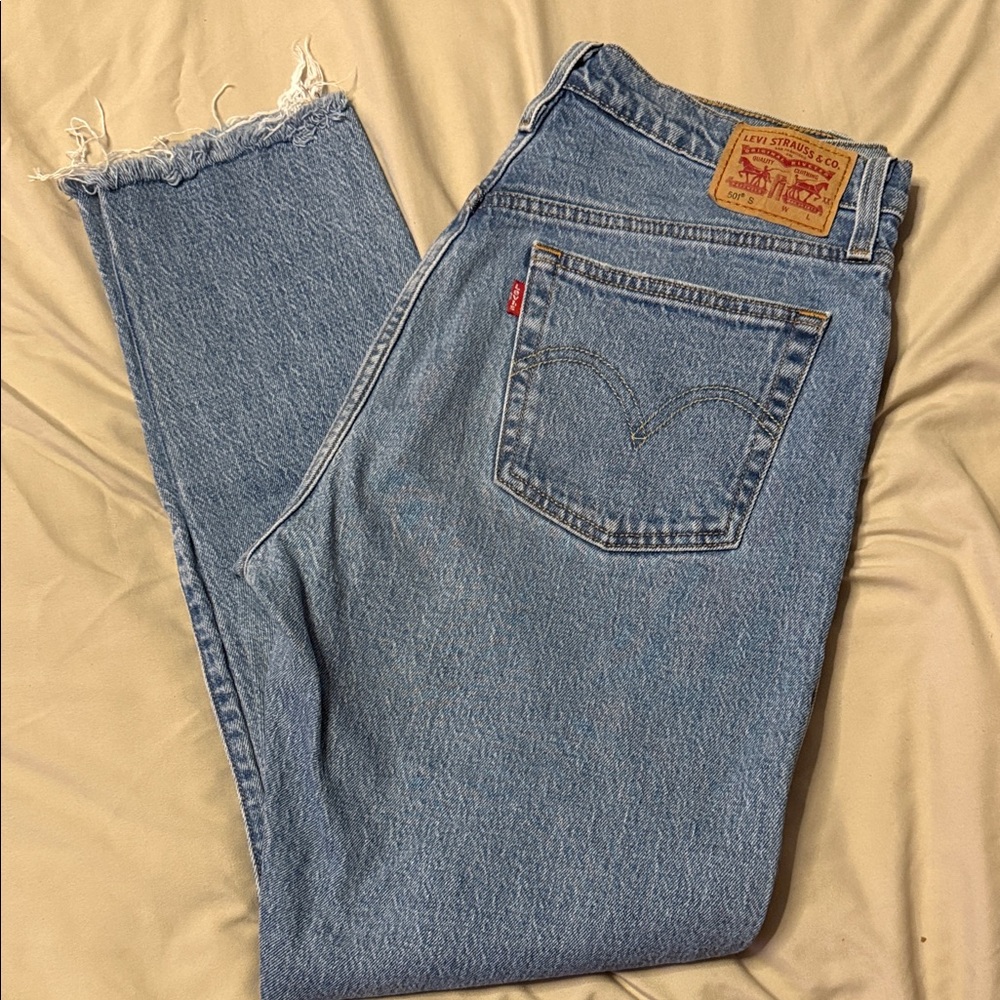Levi's Light Blue Frayed Hem Jeans